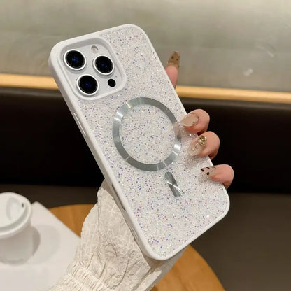 Glitter Diamond Magsafe Phone Case For iPhone 17 16 15 14 13 12 Pro Max Plus Magnetic Wireless Charging Shockproof Cover