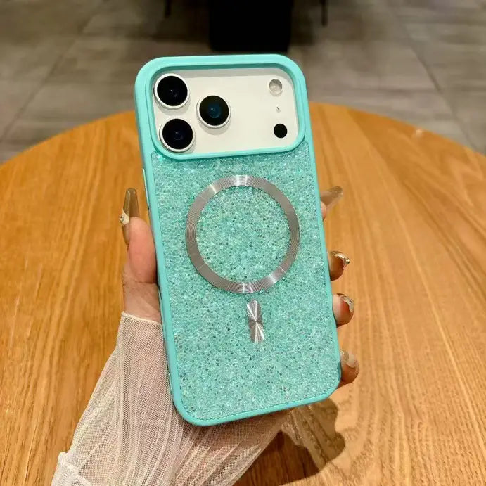 Glitter Diamond Magsafe Phone Case For iPhone 17 16 15 14 13 12 Pro Max Plus Magnetic Wireless Charging Shockproof Cover
