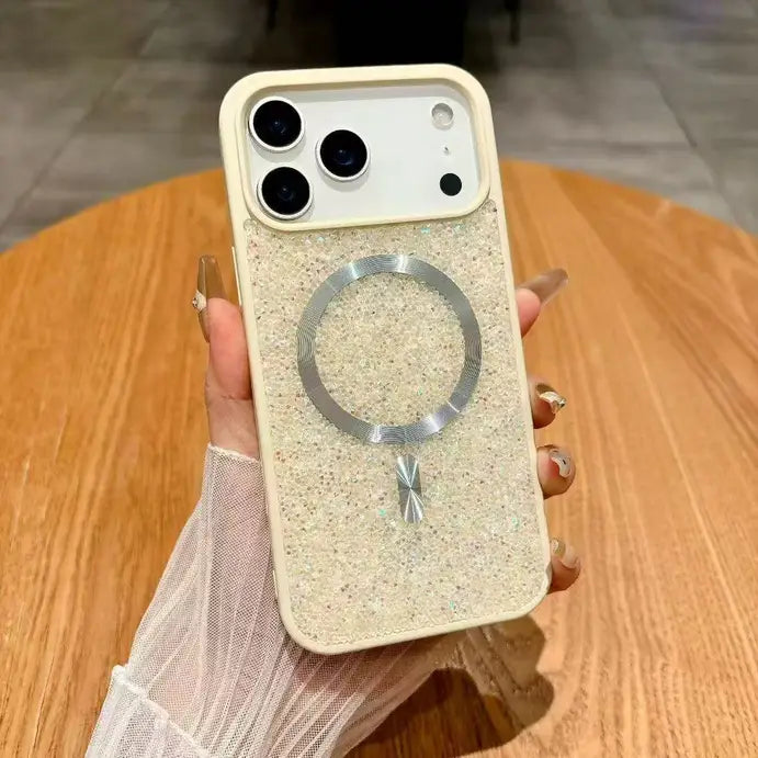 Glitter Diamond Magsafe Phone Case For iPhone 17 16 15 14 13 12 Pro Max Plus Magnetic Wireless Charging Shockproof Cover