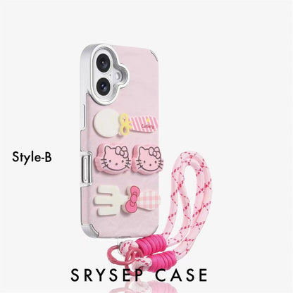 Lanière pour iPhone | Coque de téléphone en silicone liquide rose mignon