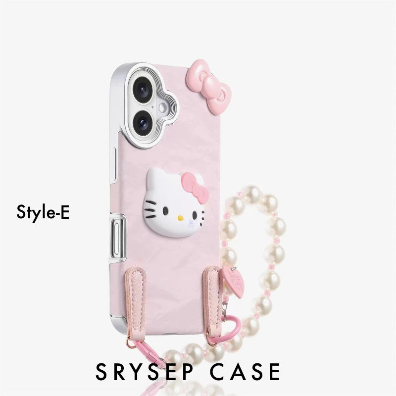 Lanière pour iPhone | Coque de téléphone en silicone liquide rose mignon