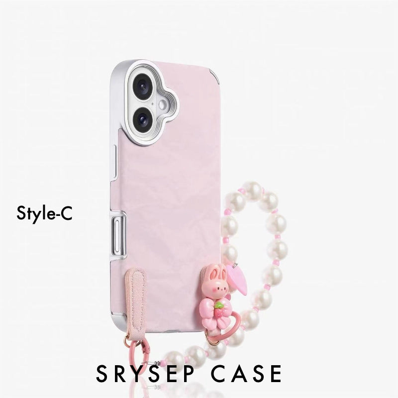 Lanière pour iPhone | Coque de téléphone en silicone liquide rose mignon