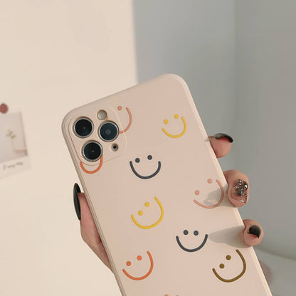 Funda de iPhone de silicona suave con sonrisa colorida