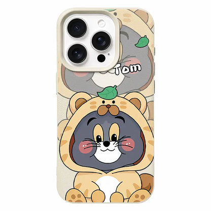 Cute Cat Mouse Phone Case For iPhone Built-in Stand Back Cover