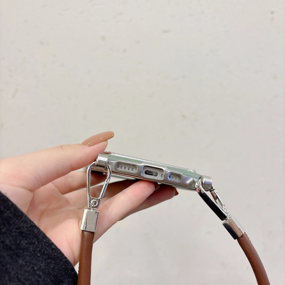 Cute Cat Mouse Cartoon Card Slot Leather Case For iPhone 17 16 15 14 13 12 Pro Max Plus 11 XR with Leather Lanyard