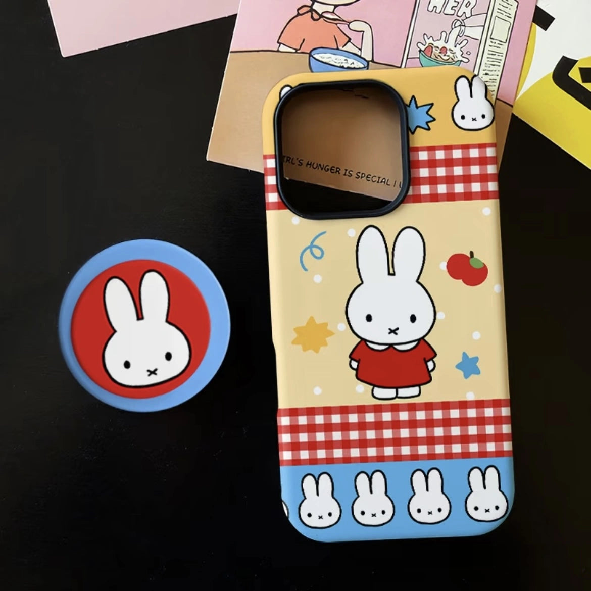 Miffy Rabbit Design Matte iPhone Case Magnetic Phone Grip for MagSafe