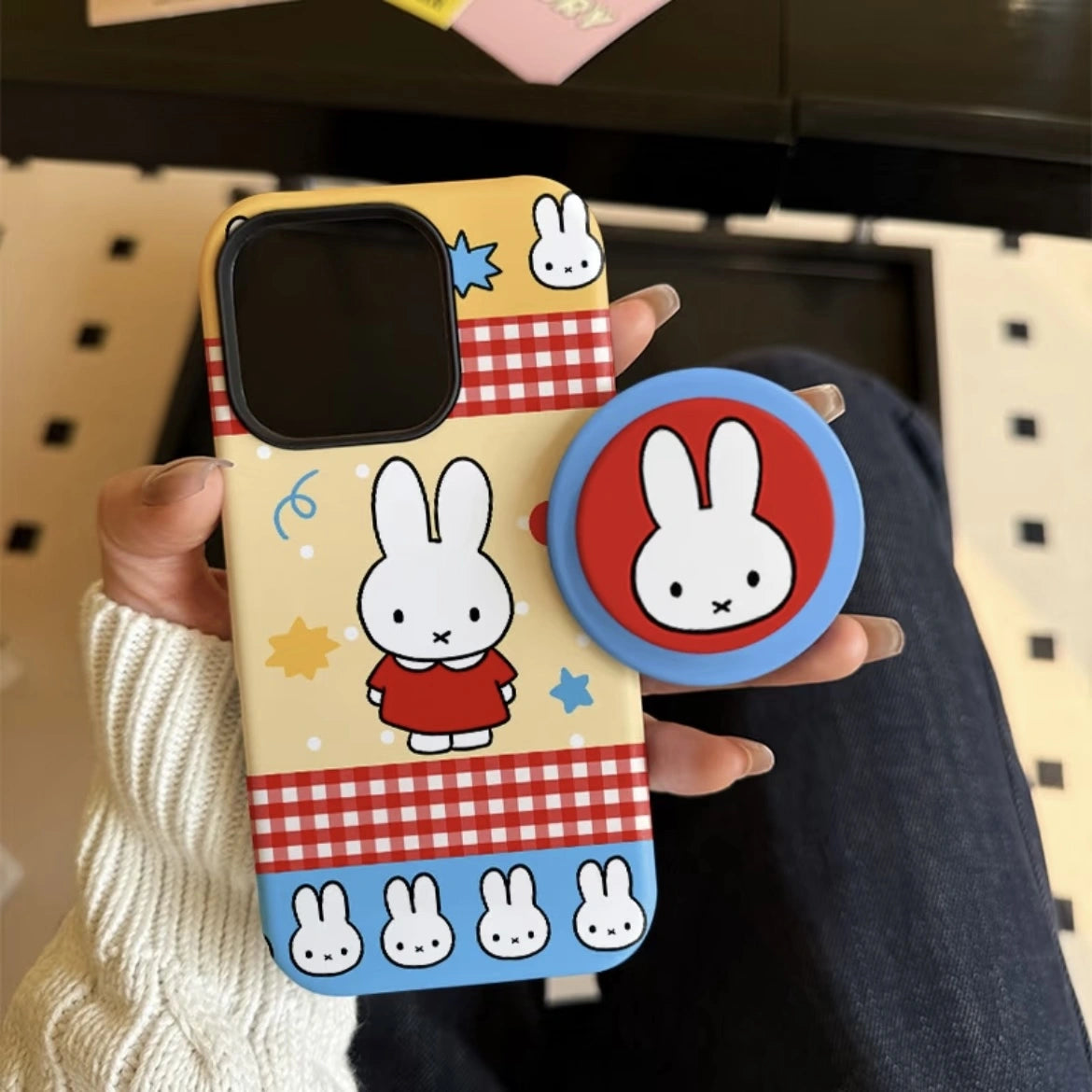 Miffy Rabbit Design Matte iPhone Case Magnetic Phone Grip for MagSafe
