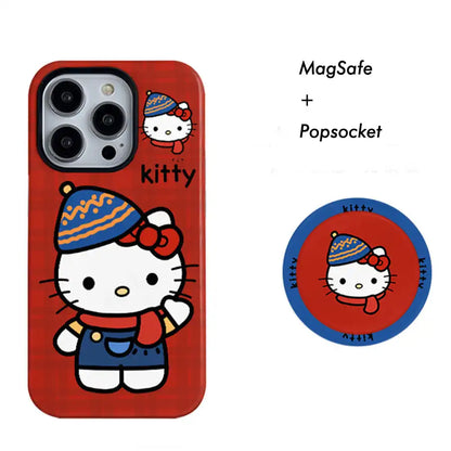 Popsocket Cute Kitty MagSafe Case For iPhone 16 15 14 13