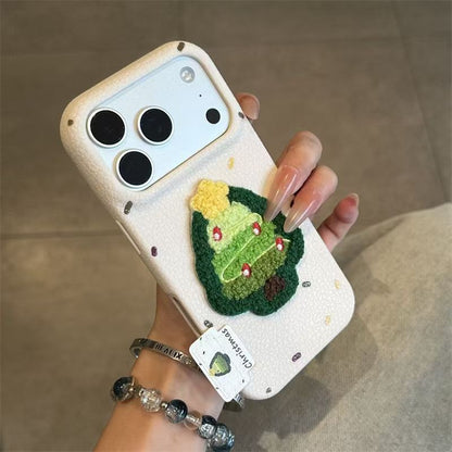 Étui pour iPhone en cuir brodé à la main avec motif d'arbre