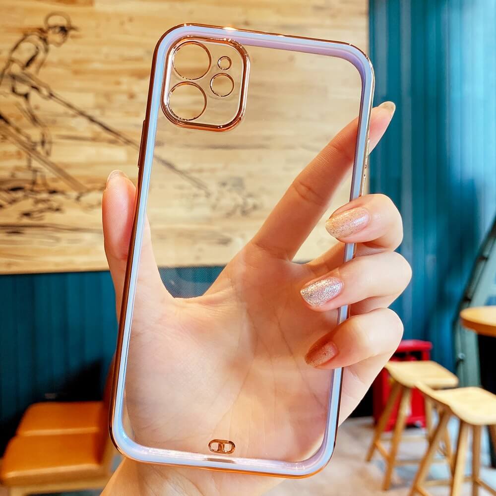 Lens Protection Double Color Plating Frame Clear iPhone Case