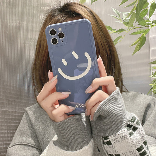 Visage de sourire de couleur unie Coque souple pour iPhone