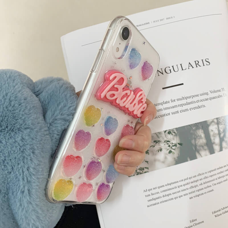 Colorful 3D Love Heart Clear iPhone Case