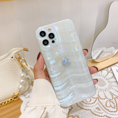 Laser Gradient 3D Wave Pattern Soft iPhone Case