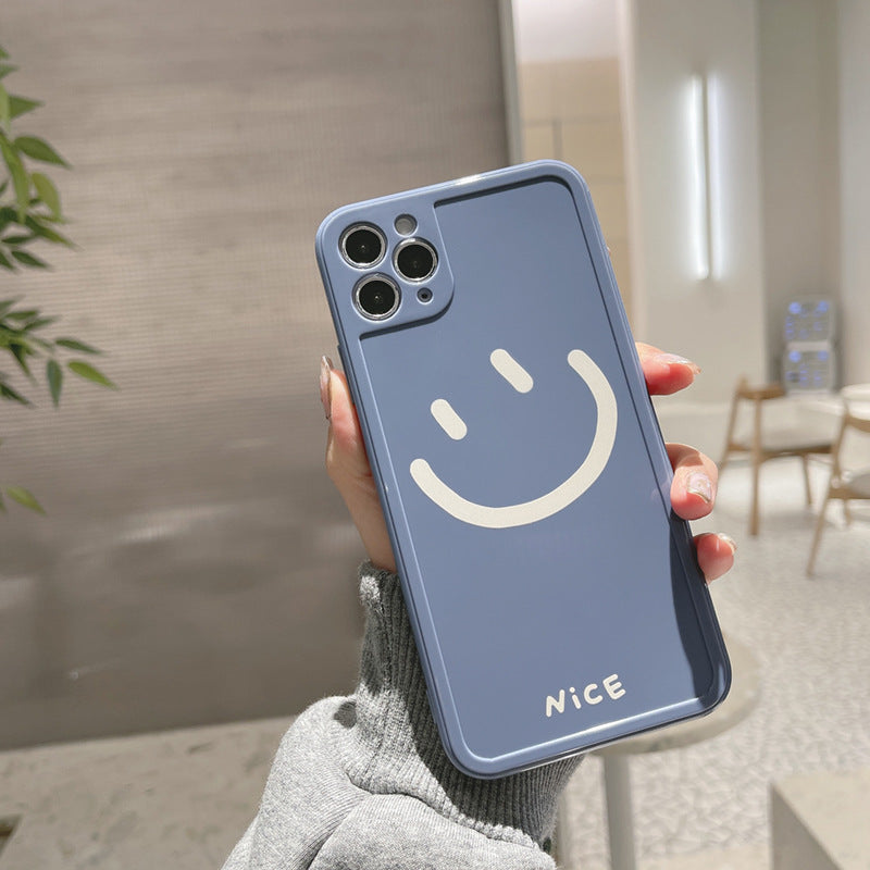 Visage de sourire de couleur unie Coque souple pour iPhone