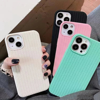 Patrón de tejido de color sólido caramelo compatible con funda para iPhone