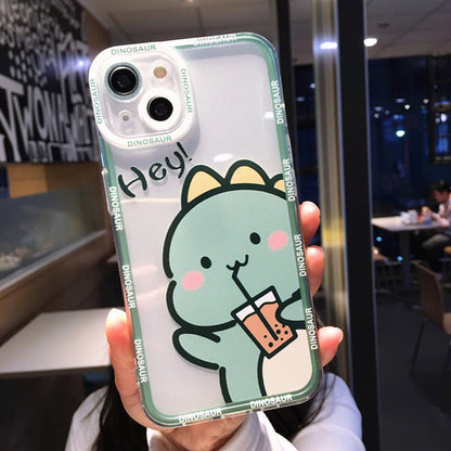 Dinosaure de dessin animé mignon transparent compatible avec la coque iPhone