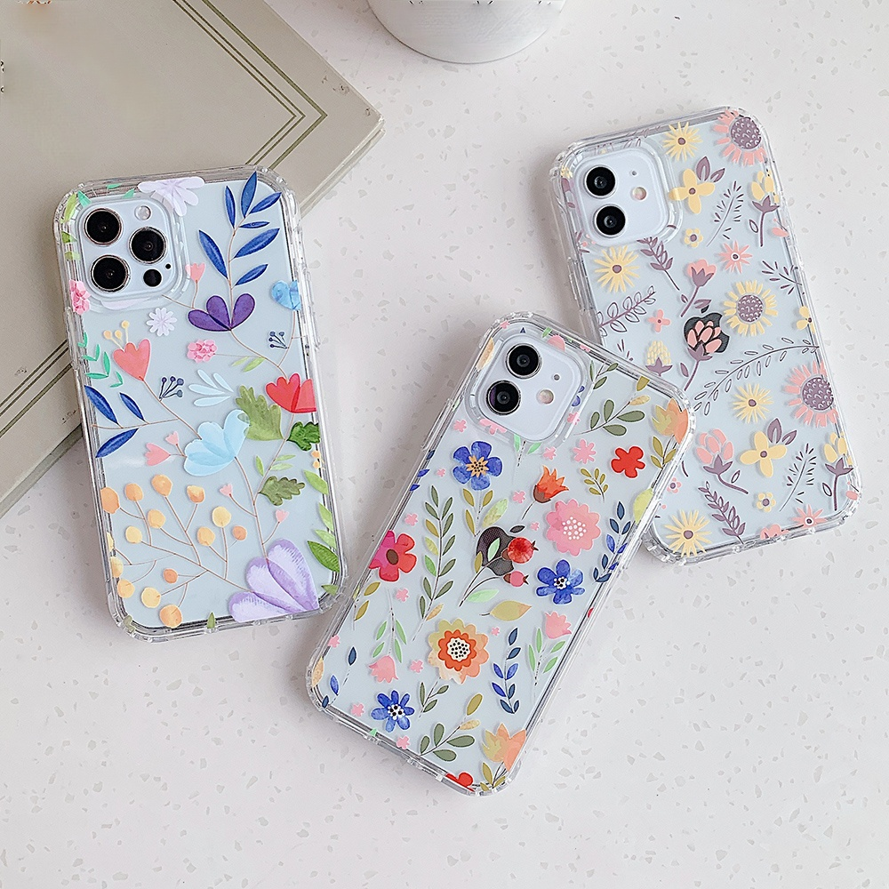 Cute Flower Leaf Clear Anti-fall Soft iPhone Case