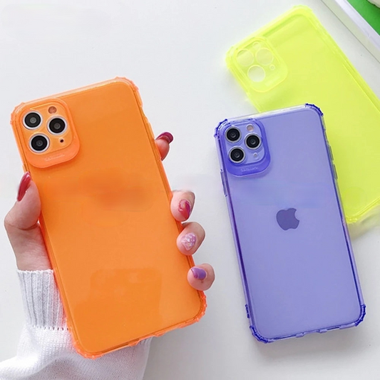 Coque iPhone souple antichoc fluorescente couleur bonbon