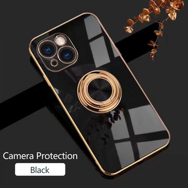 Soporte de anillo de atracción magnético chapado compatible con funda para iPhone