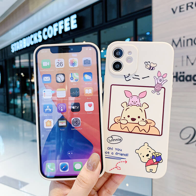 Cute Cartoon Bear Pig Pooh Friend Couple iPhone Case