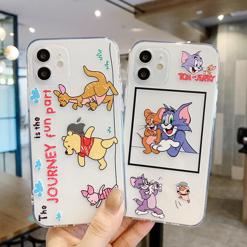 Vinilo o funda para iPhone Cute dibujos animados oso cerdo gato Pooh amigo pareja