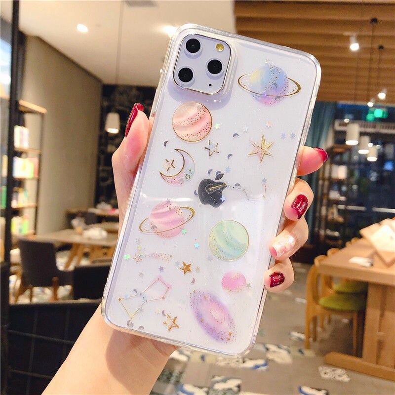 Shining Glitter Space Planet Soft Silicon iPhone Case Back Cover