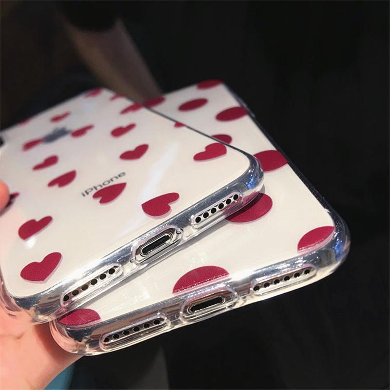 Vinilo o funda para iPhone de TPU suave con corazón de amor de lunares rojos lindos