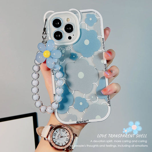 Fleur d'oreille d'ours 3D mignonne transparente compatible avec la coque iPhone