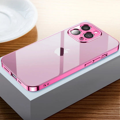 Luxury Square Plating Clear Soft TPU Transparent Compatible with iPhone Case