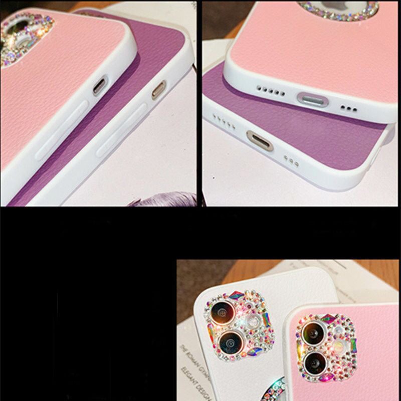 Enveloppe de lentille luxueuse en strass Soft Skin Coque et skin adhésive iPhone