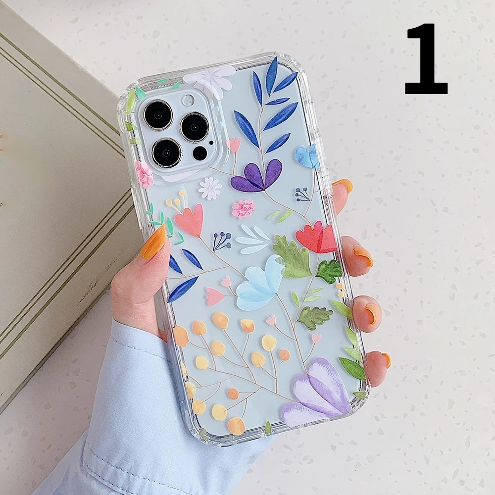 Vinilo o funda para iPhone Cute Flower Leaf Clear Anti-fall Soft