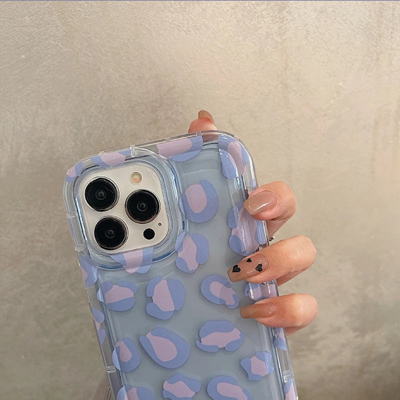 Cojín con estampado de leopardo morado compatible con funda para iPhone