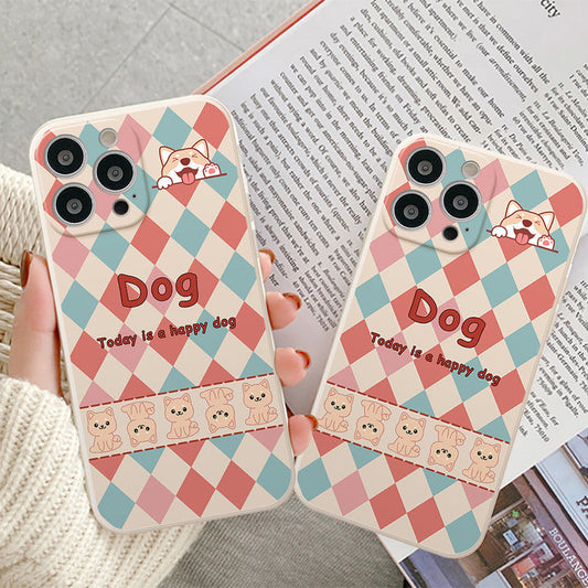 Grille de chien mignon compatible avec la coque iPhone