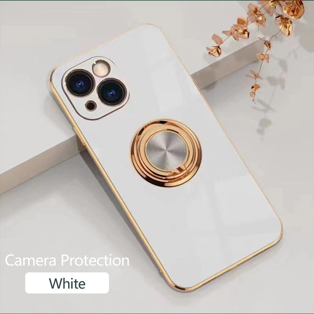 Soporte de anillo de atracción magnético chapado compatible con funda para iPhone