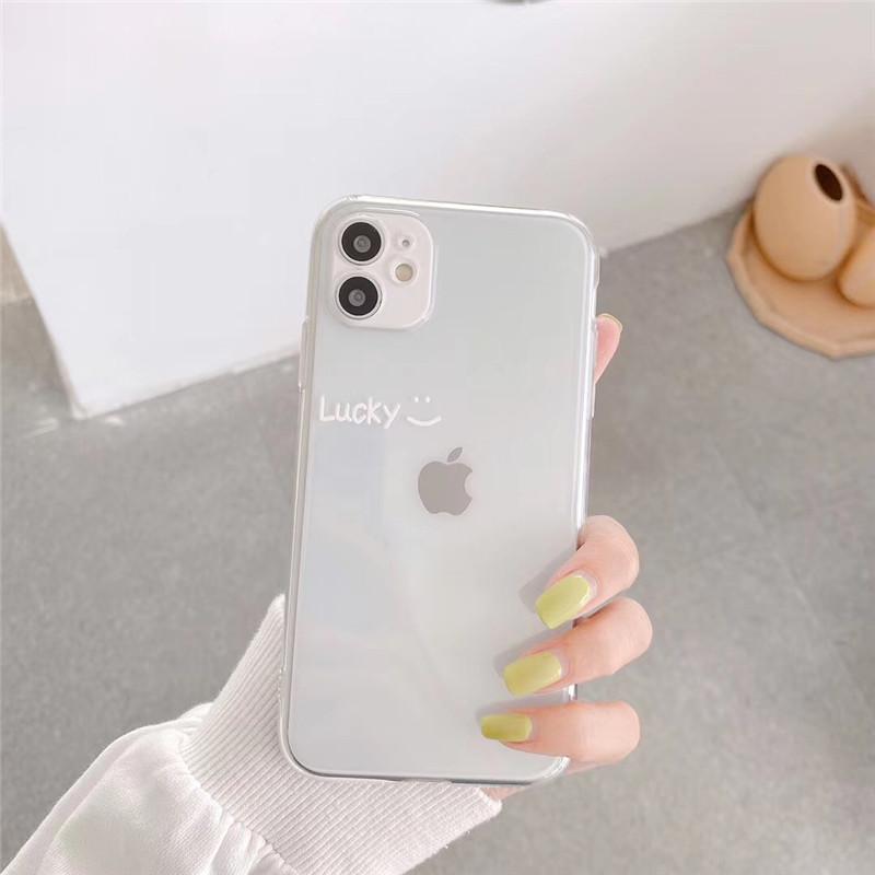 Lucky Happy Day Letters Coque souple transparente pour iPhone