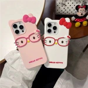 S0f15cfcb40554693978d3f43a4768638o.webp Glasses Kitty Cute Cartoon Cat Case For iPhone 17 16 15 14 13 12 11 Pro Max Plus 6 7 8 Plus Silicone Soft Cover Case