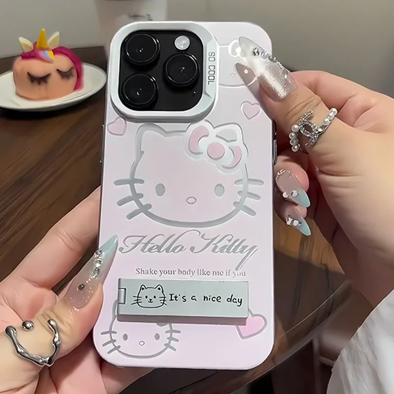 S100de68de85f4d8b9c9001b4a6f77622C.webp Luxury Pink Kitty With Bracket Phone Case For iPhone 17 16 15 14 13 12 11 ProMax XR XS 8 Plus Soft Anti Drop Silicone Cover