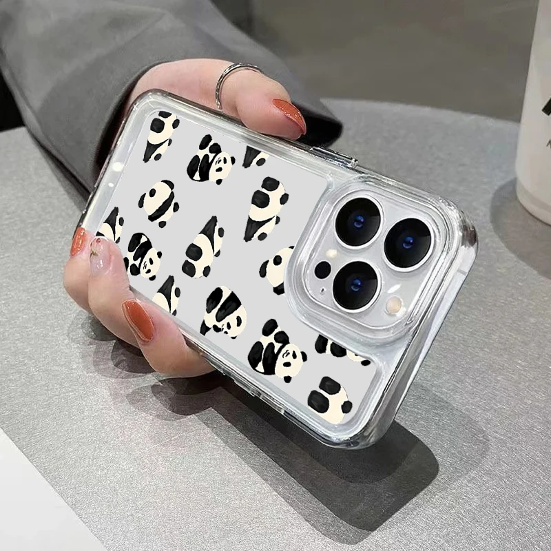 Cute Little Panda Phone Case For iPhone Air 16e 17 Pro 16 15 14 Pro Max Plus 13 12 11 Pro Shockproof Clear Soft Silicone Cover