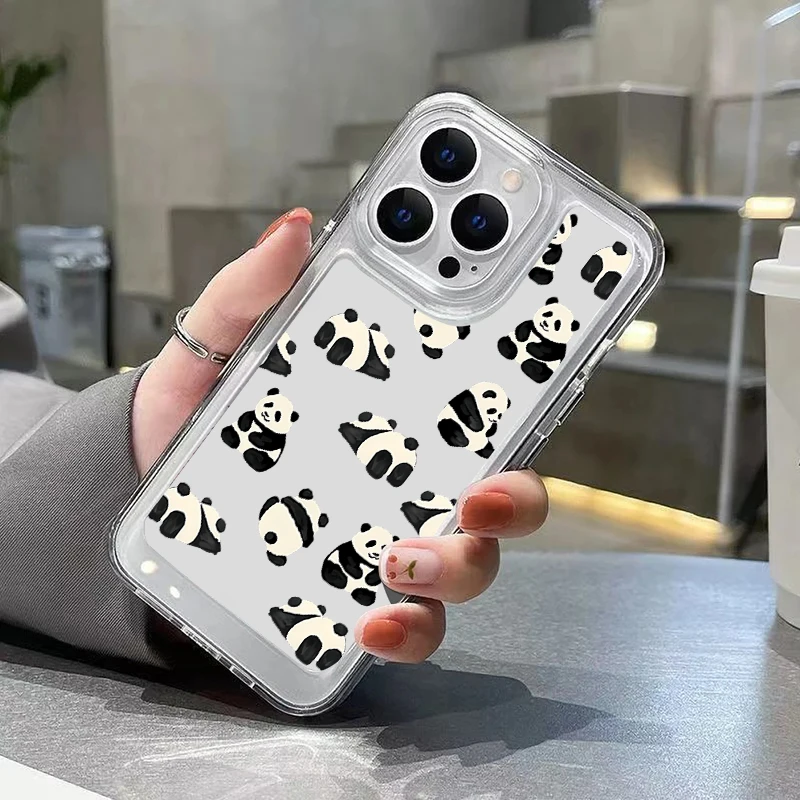 Cute Little Panda Phone Case For iPhone Air 16e 17 Pro 16 15 14 Pro Max Plus 13 12 11 Pro Shockproof Clear Soft Silicone Cover