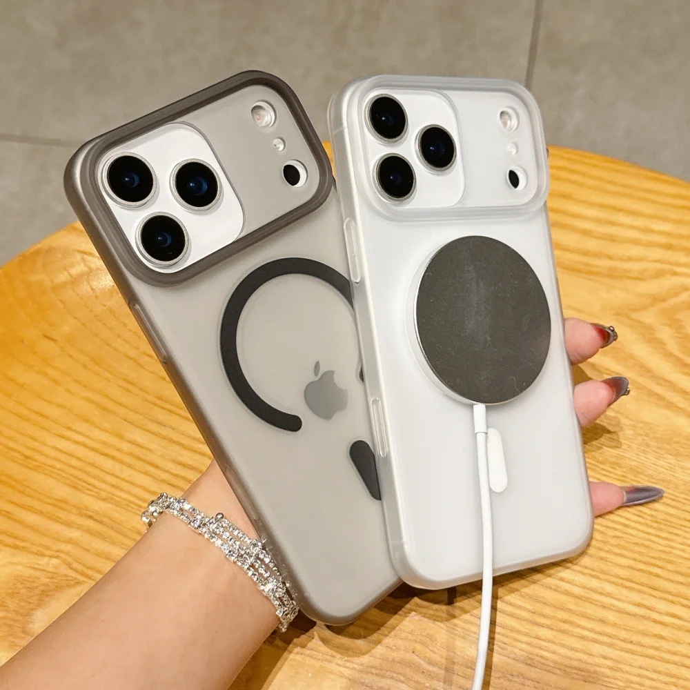 for iphone17proMax Case Magsafe Full Clear Matte Ultra thin Magnetic Case for iPhone 17 15 16 pro Max Slim Transparent Cover