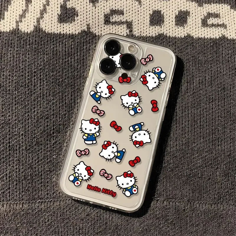 Cute Full Screen Cat Phone Case For iPhone 16 15 14 13 12 11 Pro Max XR XS Max 78 Plus MiNi Y2K Cartoon Creative Cover