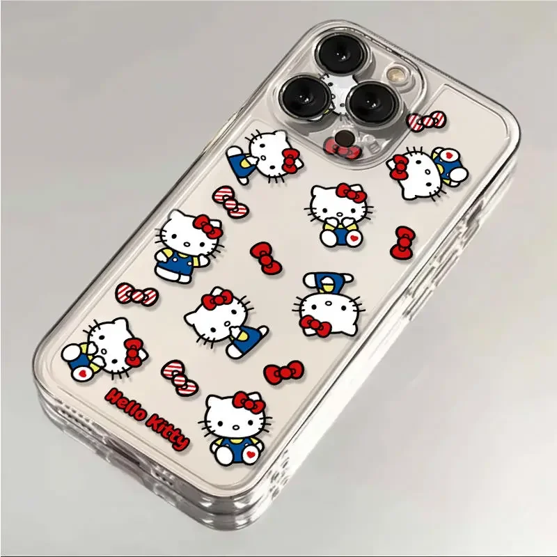 Cute Full Screen Cat Phone Case For iPhone 16 15 14 13 12 11 Pro Max XR XS Max 78 Plus MiNi Y2K Cartoon Creative Cover
