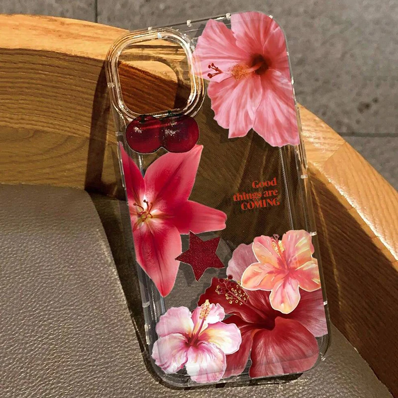 S4200c986236c4405b8f0c1f1d135f7ebs.webp Cherry Flower Print Clear Case For iPhone 17 Air 16 15 14 13 Pro Max 11 12 Mini X XR XS 7 8 Plus SE2 Stylish Shockproof Cover