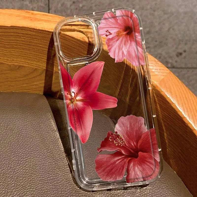 S79d59ae91393460785d083282a0e501es.webp Cherry Flower Print Clear Case For iPhone 17 Air 16 15 14 13 Pro Max 11 12 Mini X XR XS 7 8 Plus SE2 Stylish Shockproof Cover
