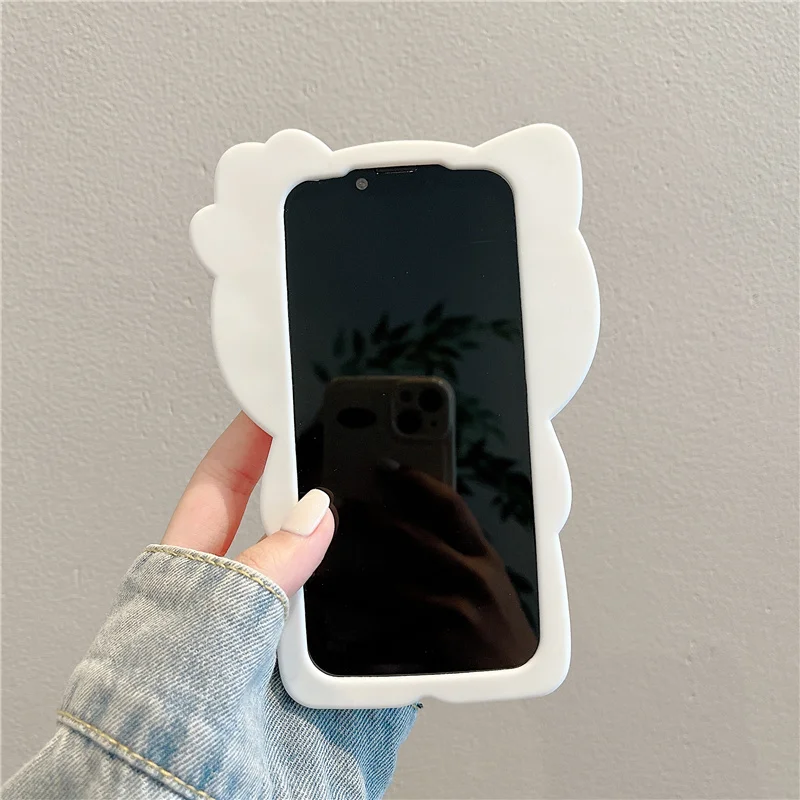 Kitty Cartoon Cat Silicone Bow Pink Soft Cover Case For iPhone 17 16 15 14 13 12 11 Pro Plus Max Xs XR 6 7 8 SE