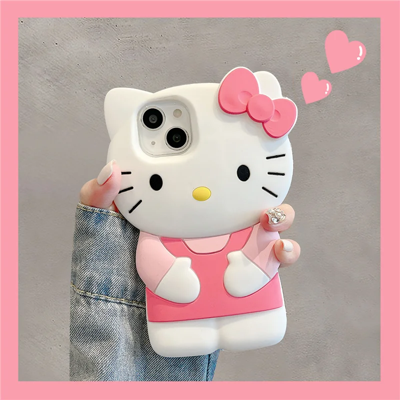 Sbee534b26a83463298b09fb0c9af3fa2F.webp Kitty Cartoon Cat Silicone Bow Pink Soft Cover Case For iPhone 17 16 15 14 13 12 11 Pro Plus Max Xs XR 6 7 8 SE