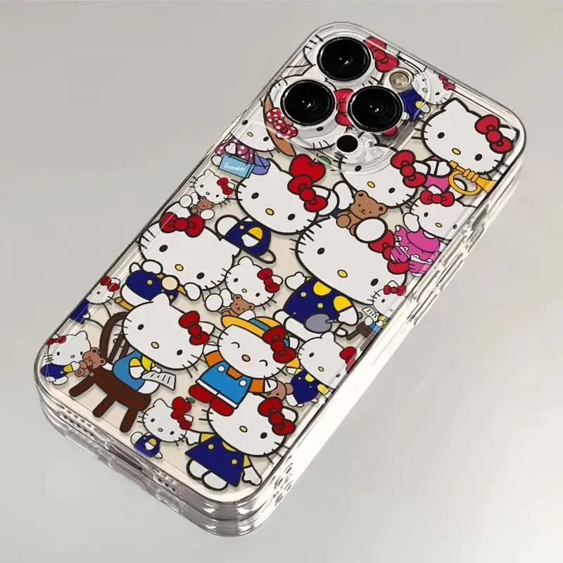 Cute Full Screen Cat Phone Case For iPhone 16 15 14 13 12 11 Pro Max XR XS Max 78 Plus MiNi Y2K Cartoon Creative Cover