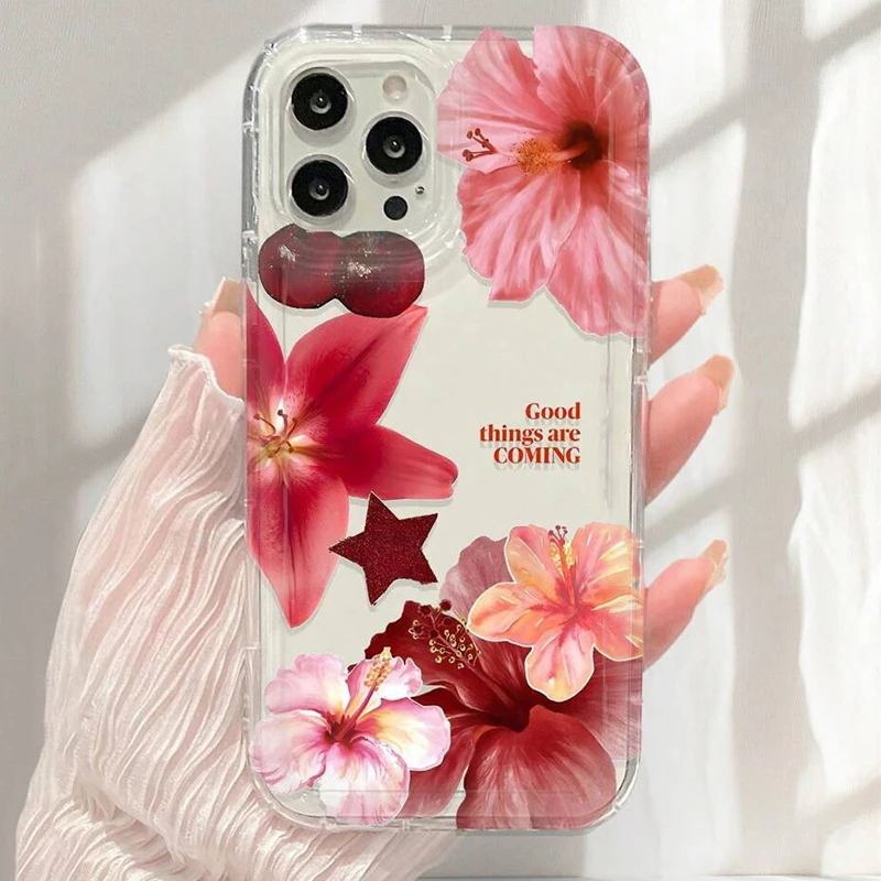 Se06fec73db414d42b89d914750ca348eu.webp Cherry Flower Print Clear Case For iPhone 17 Air 16 15 14 13 Pro Max 11 12 Mini X XR XS 7 8 Plus SE2 Stylish Shockproof Cover