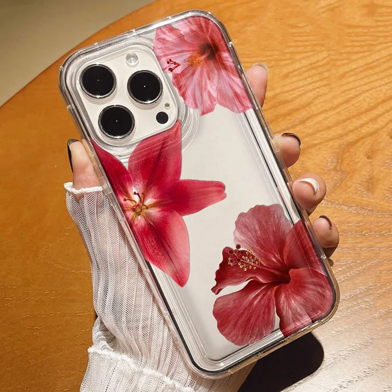 Se2b638279ca64300a483240bcef2717eC.webp Cherry Flower Print Clear Case For iPhone 17 Air 16 15 14 13 Pro Max 11 12 Mini X XR XS 7 8 Plus SE2 Stylish Shockproof Cover