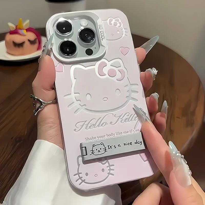 Seadcd33ec14e4237be3b6b6a546e53e2A.webp Luxury Pink Kitty With Bracket Phone Case For iPhone 17 16 15 14 13 12 11 ProMax XR XS 8 Plus Soft Anti Drop Silicone Cover